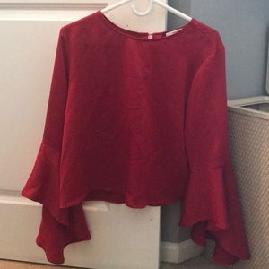 Red silk Mango top